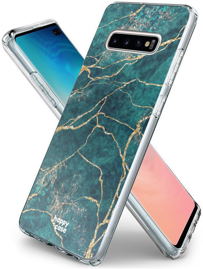 HappyCase Galaxy S10 Plus Flexibel TPU Hoesje Aqua Marmer Print afbeelding 5