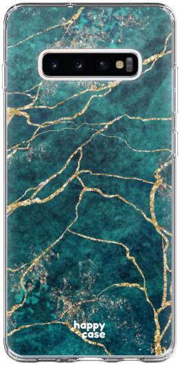 HappyCase Galaxy S10 Plus Flexibel TPU Hoesje Aqua Marmer Print afbeelding 1
