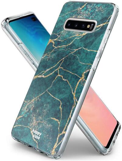 HappyCase Galaxy S10 Plus Flexibel TPU Hoesje Aqua Marmer Print afbeelding 5
