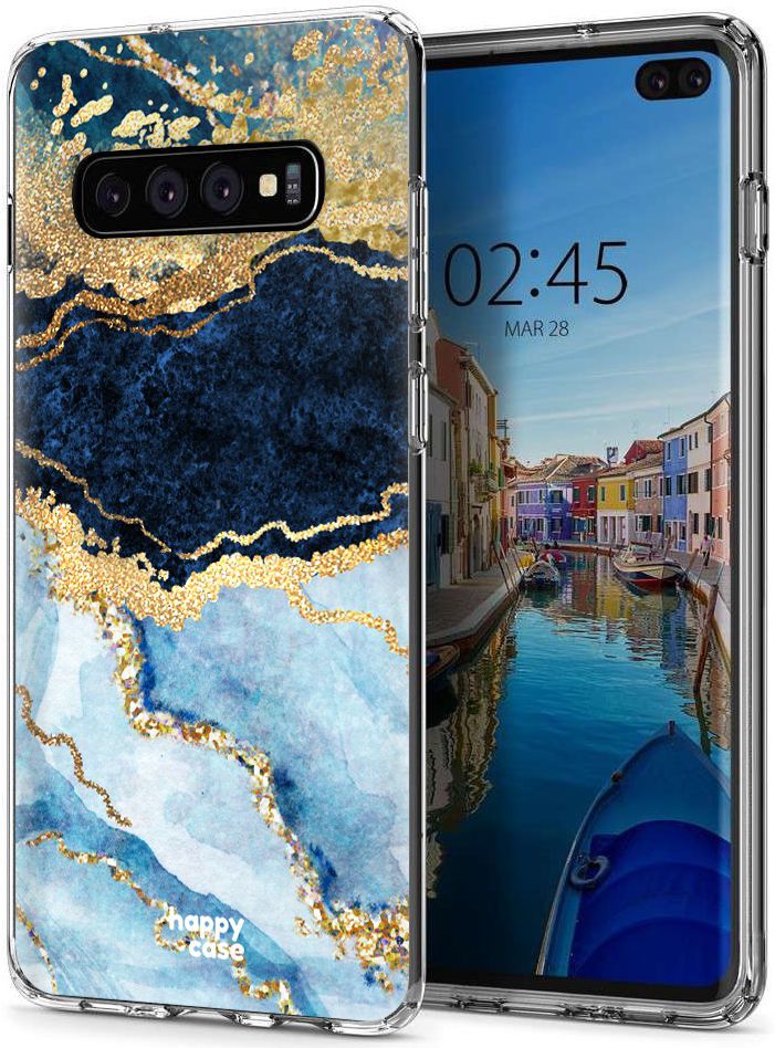 HappyCase Galaxy S10 Plus Flexibel TPU Hoesje Blauw Marmer Print afbeelding 7