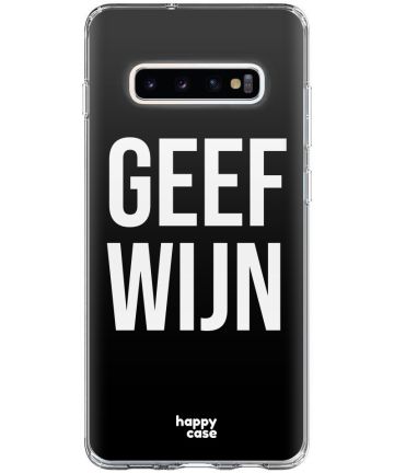 HappyCase Galaxy S10 Plus Flexibel TPU Hoesje Geef Wijn Print Hoesjes