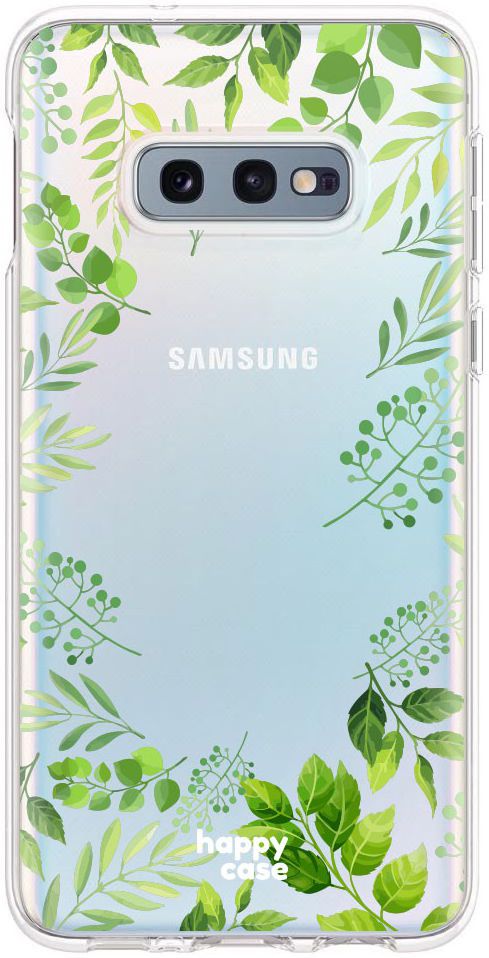 HappyCase Galaxy S10E Flexibel TPU Hoesje Leaves Print afbeelding 1