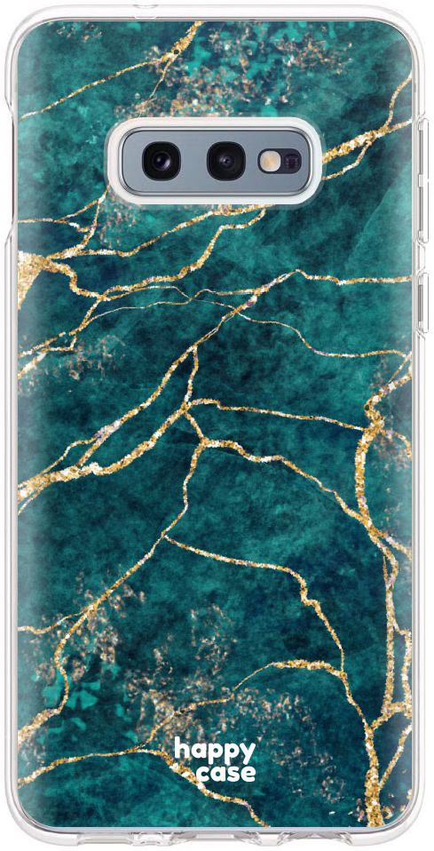 HappyCase Galaxy S10E Flexibel TPU Hoesje Aqua Marmer Print afbeelding 1