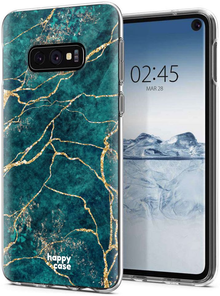 HappyCase Galaxy S10E Flexibel TPU Hoesje Aqua Marmer Print afbeelding 2