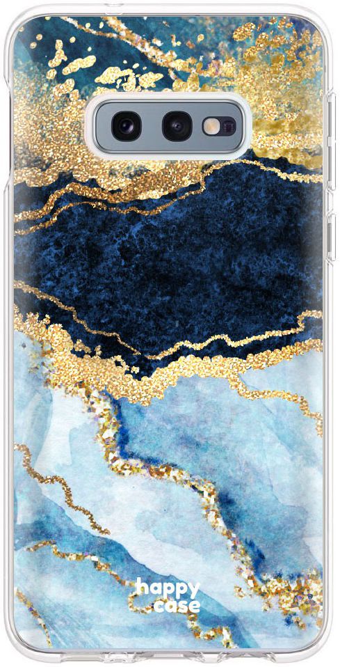 HappyCase Galaxy S10E Flexibel TPU Hoesje Blauw Marmer Print afbeelding 1
