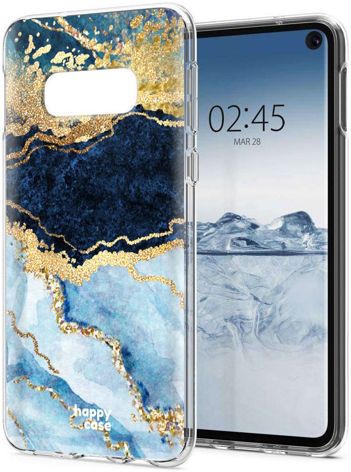 HappyCase Galaxy S10E Flexibel TPU Hoesje Blauw Marmer Print afbeelding 7
