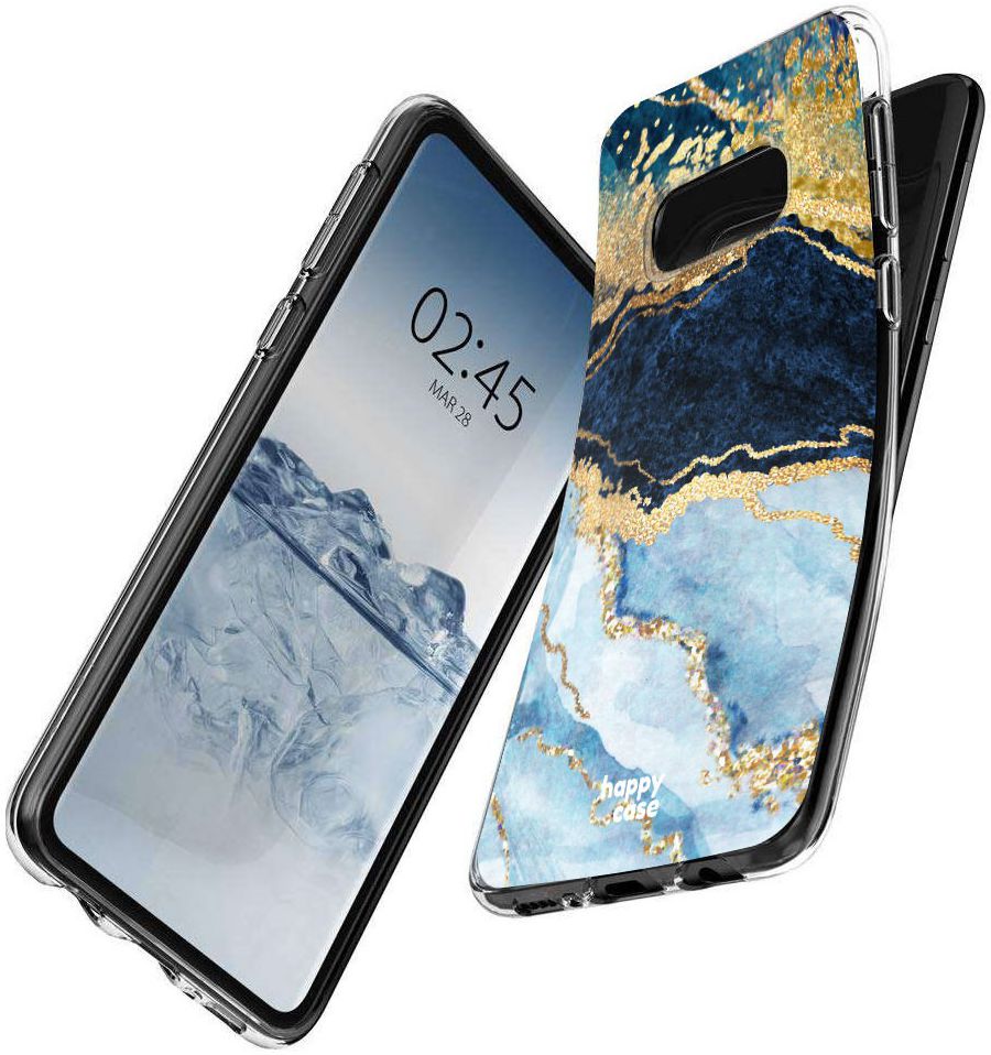 HappyCase Galaxy S10E Flexibel TPU Hoesje Blauw Marmer Print afbeelding 6
