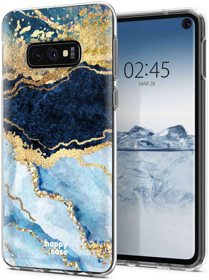 HappyCase Galaxy S10E Flexibel TPU Hoesje Blauw Marmer Print afbeelding 2