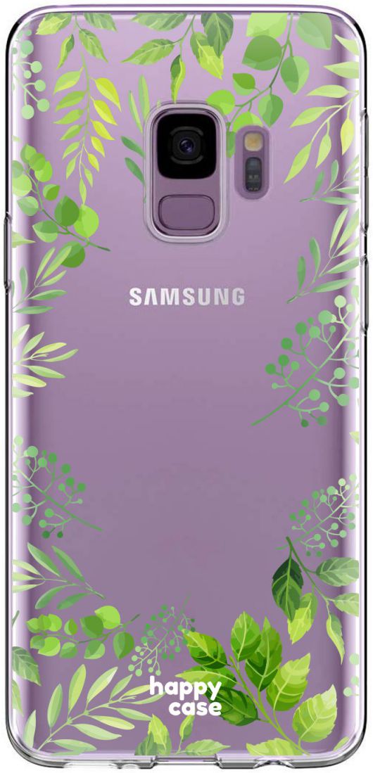 HappyCase Galaxy S9 Flexibel TPU Hoesje Leaves Print afbeelding 1