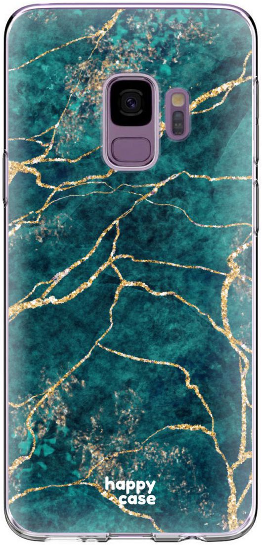 HappyCase Galaxy S9 Flexibel TPU Hoesje Aqua Marmer Print afbeelding 1