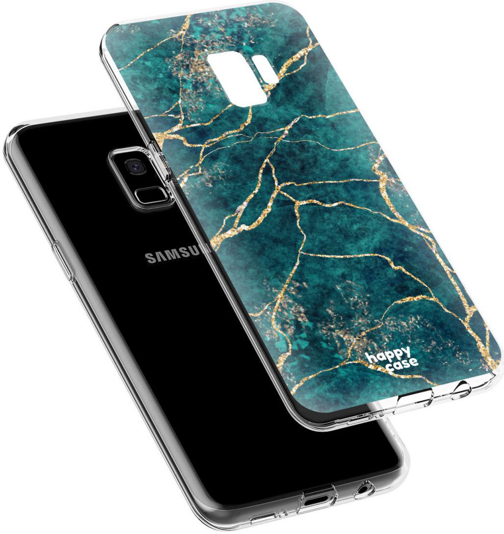 HappyCase Galaxy S9 Flexibel TPU Hoesje Aqua Marmer Print afbeelding 4