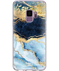HappyCase Galaxy S9 Flexibel TPU Hoesje Blauw Marmer Print
