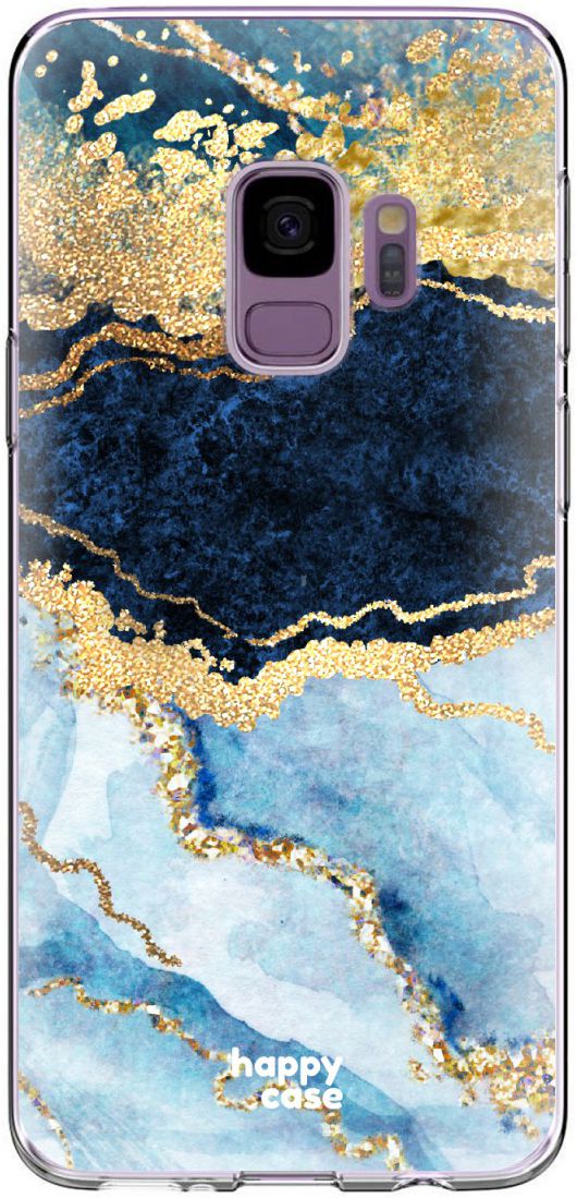 HappyCase Galaxy S9 Flexibel TPU Hoesje Blauw Marmer Print afbeelding 1