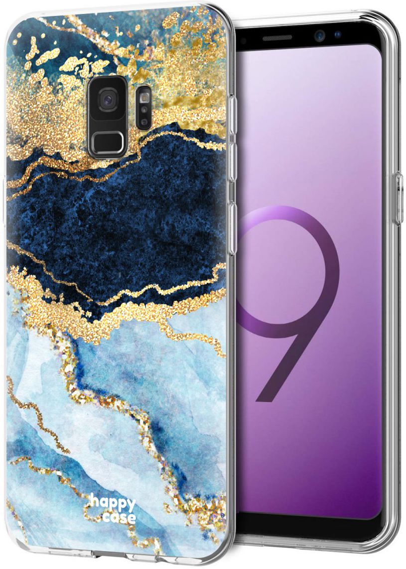 HappyCase Galaxy S9 Flexibel TPU Hoesje Blauw Marmer Print afbeelding 2