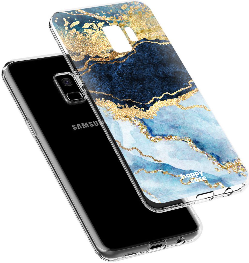 HappyCase Galaxy S9 Flexibel TPU Hoesje Blauw Marmer Print afbeelding 7