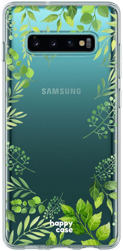 HappyCase Galaxy S10 Flexibel TPU Hoesje Leaves Print afbeelding 1