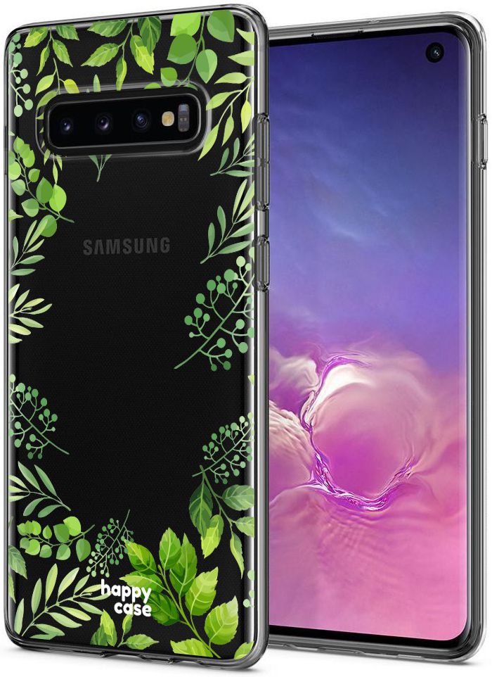 HappyCase Galaxy S10 Flexibel TPU Hoesje Leaves Print afbeelding 2