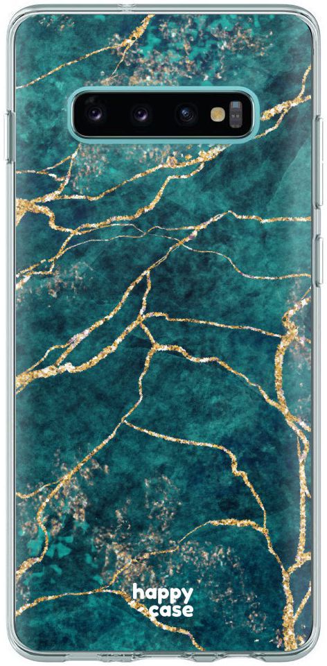 HappyCase Galaxy S10 Flexibel TPU Hoesje Aqua Marmer Print afbeelding 1
