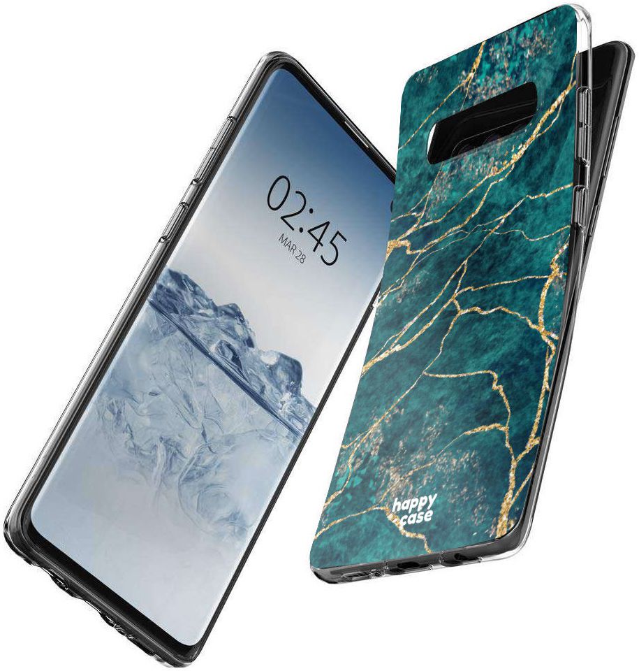 HappyCase Galaxy S10 Flexibel TPU Hoesje Aqua Marmer Print afbeelding 5