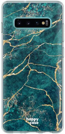 HappyCase Galaxy S10 Flexibel TPU Hoesje Aqua Marmer Print afbeelding 1