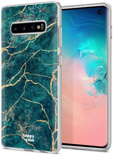 HappyCase Galaxy S10 Flexibel TPU Hoesje Aqua Marmer Print afbeelding 2