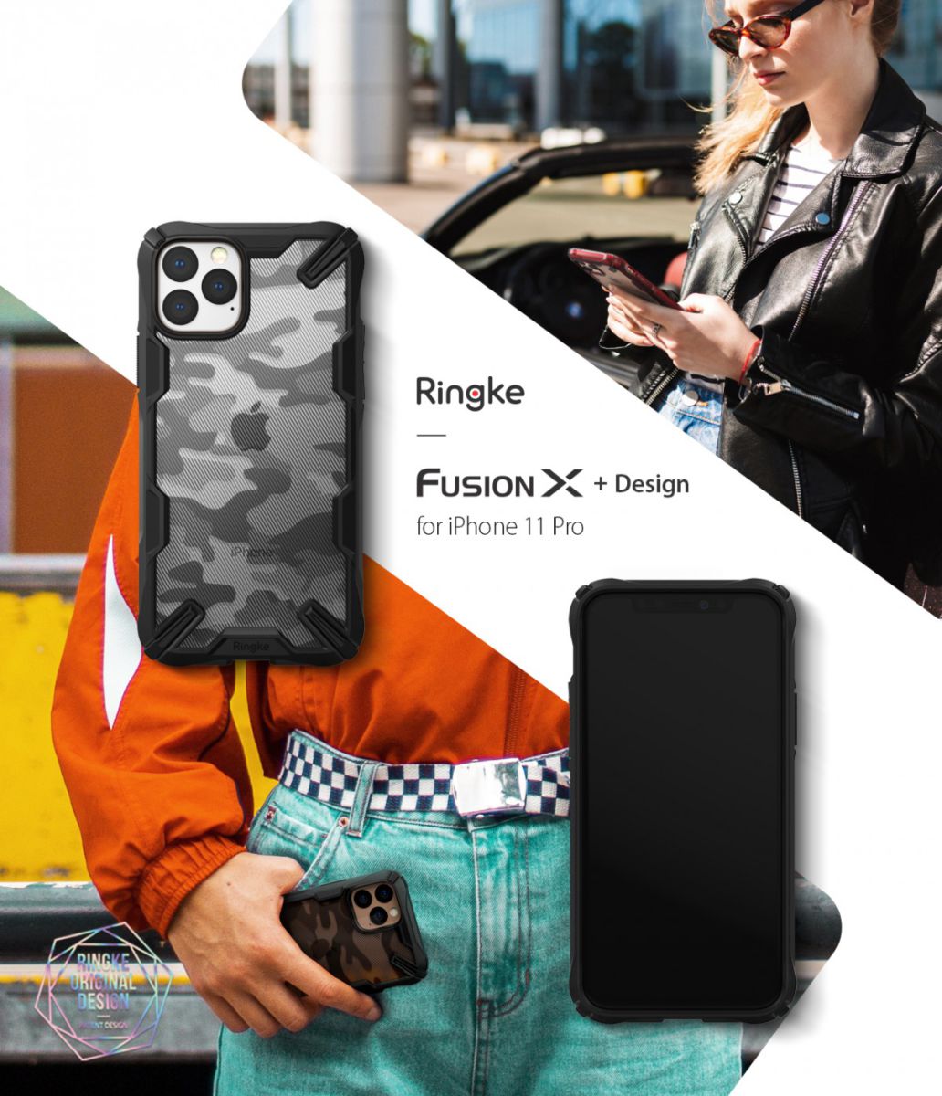 Ringke Fusion X Apple iPhone 11 Pro Hoesje Camo Black afbeelding 6