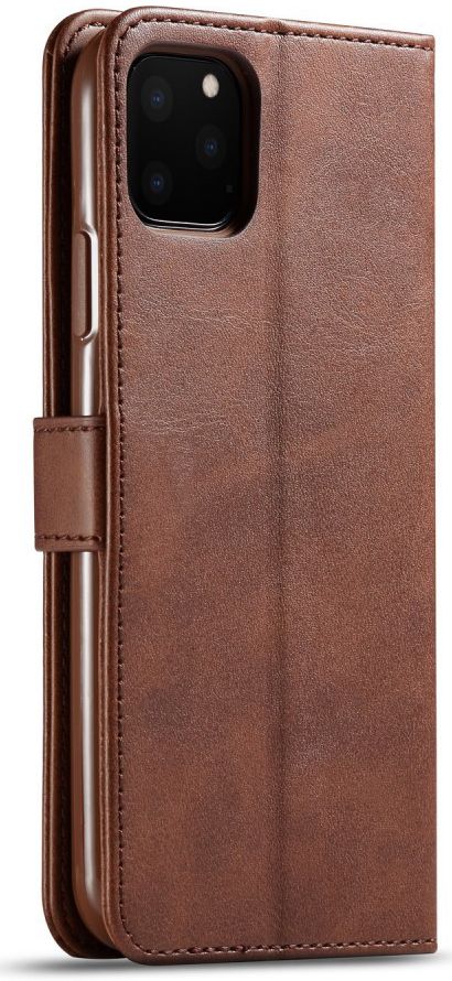 Apple iPhone 11 Pro Max Stand Portemonnee Bookcase Hoesje Donkerbruin afbeelding 1