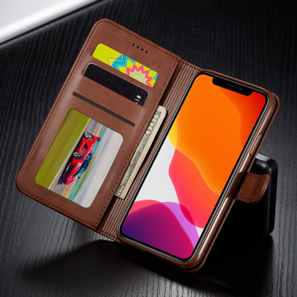 Apple iPhone 11 Pro Max Stand Portemonnee Bookcase Hoesje Donkerbruin afbeelding 12
