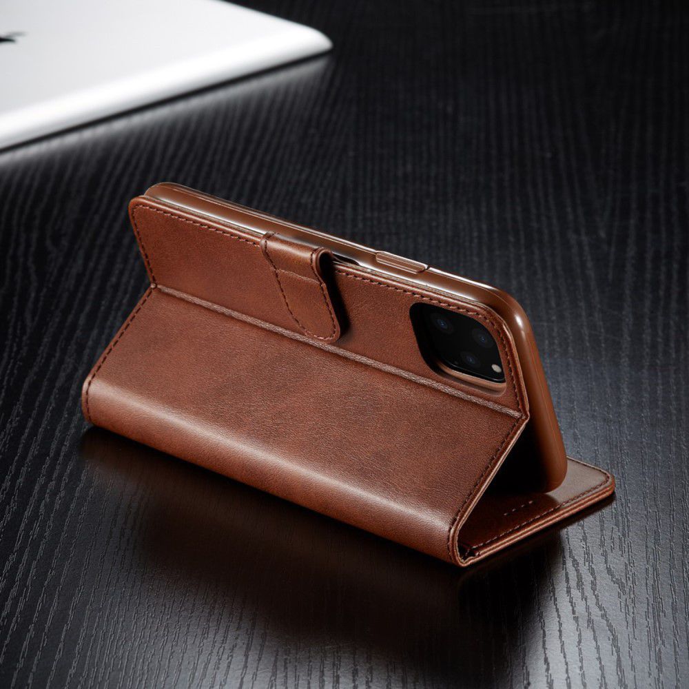 Apple iPhone 11 Pro Max Stand Portemonnee Bookcase Hoesje Donkerbruin afbeelding 14