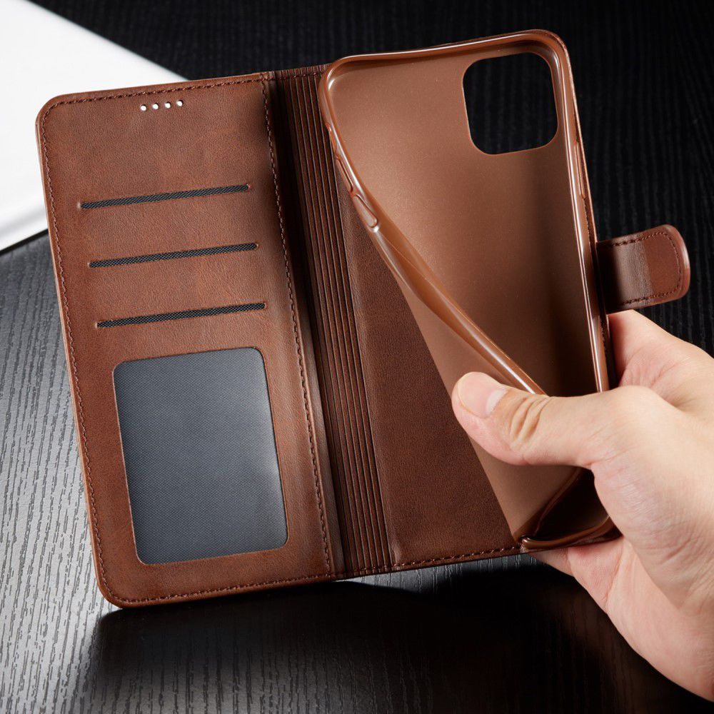 Apple iPhone 11 Pro Max Stand Portemonnee Bookcase Hoesje Donkerbruin afbeelding 17