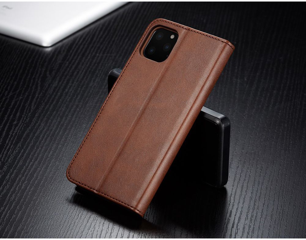 Apple iPhone 11 Pro Max Stand Portemonnee Bookcase Hoesje Donkerbruin afbeelding 19