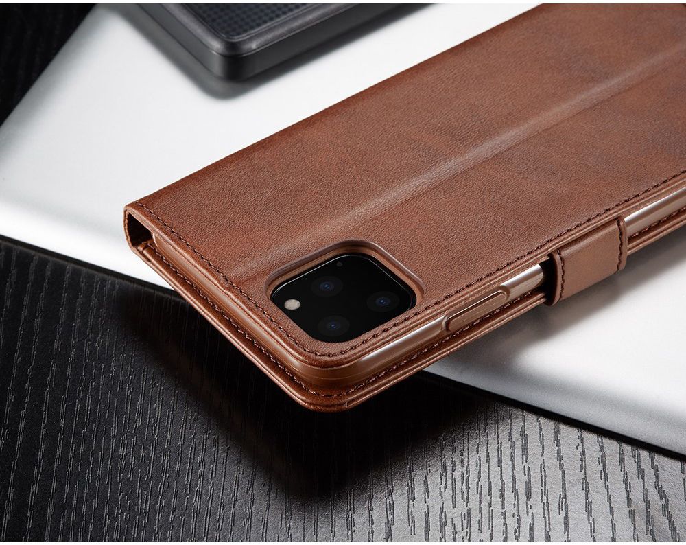 Apple iPhone 11 Pro Max Stand Portemonnee Bookcase Hoesje Donkerbruin afbeelding 22
