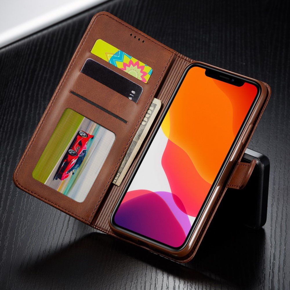 Apple iPhone 11 Portemonnee Bookcase Hoesje Met Stand Bruin afbeelding 12
