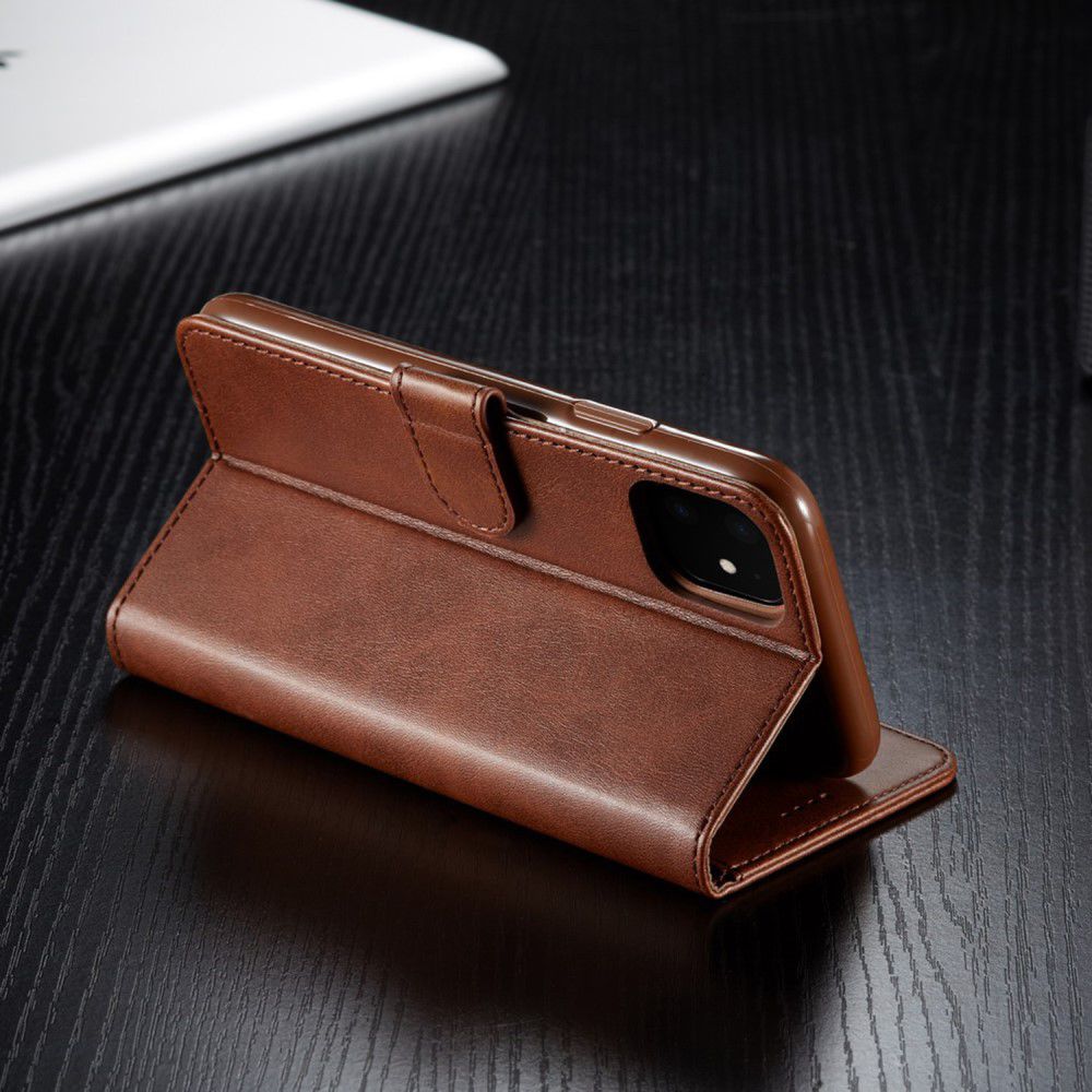 Apple iPhone 11 Portemonnee Bookcase Hoesje Met Stand Bruin afbeelding 14