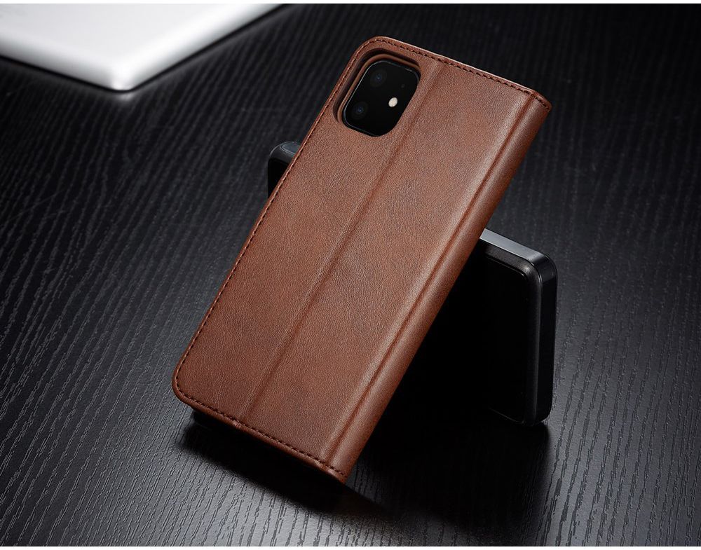 Apple iPhone 11 Portemonnee Bookcase Hoesje Met Stand Bruin afbeelding 19