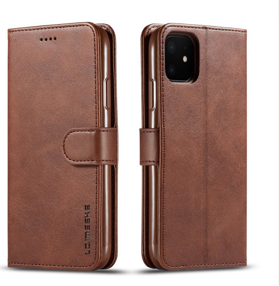 Apple iPhone 11 Portemonnee Bookcase Hoesje Met Stand Bruin afbeelding 4