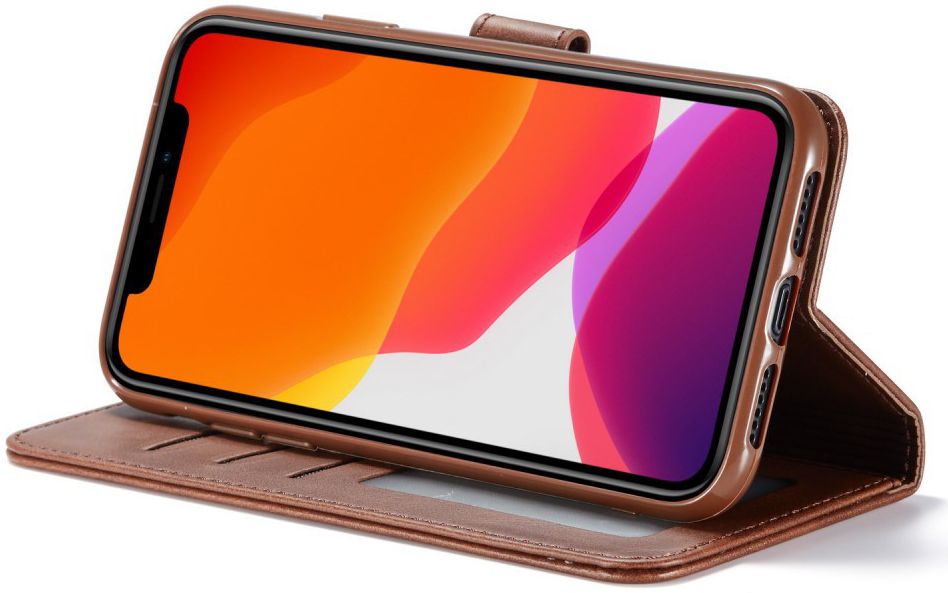 Apple iPhone 11 Portemonnee Bookcase Hoesje Met Stand Bruin afbeelding 5