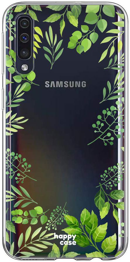 HappyCase Samsung Galaxy A70 Flexibel TPU Hoesje Leaves Print afbeelding 1