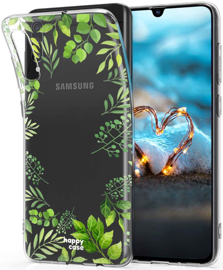 HappyCase Samsung Galaxy A70 Flexibel TPU Hoesje Leaves Print afbeelding 2