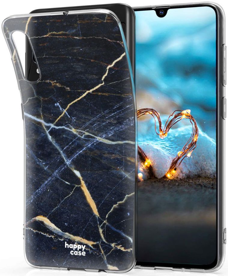 HappyCase Samsung Galaxy A70 Flexibel TPU Hoesje Donker Marmer Print afbeelding 2