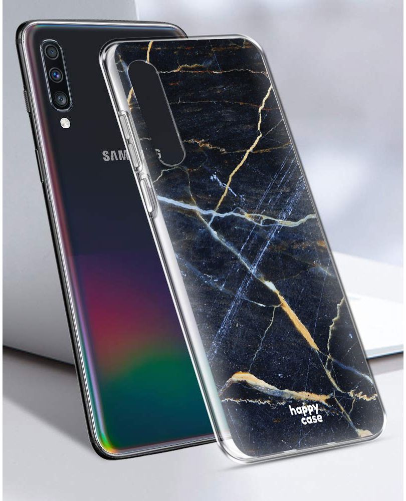 HappyCase Samsung Galaxy A70 Flexibel TPU Hoesje Donker Marmer Print afbeelding 5