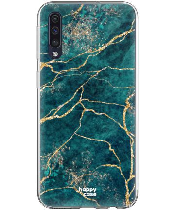 HappyCase Samsung Galaxy A70 Flexibel TPU Hoesje Aqua Marmer Print Hoesjes