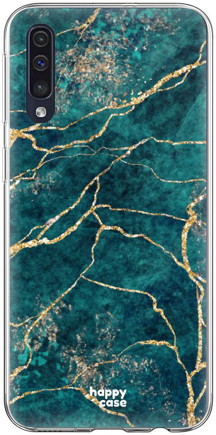 HappyCase Samsung Galaxy A70 Flexibel TPU Hoesje Aqua Marmer Print afbeelding 1
