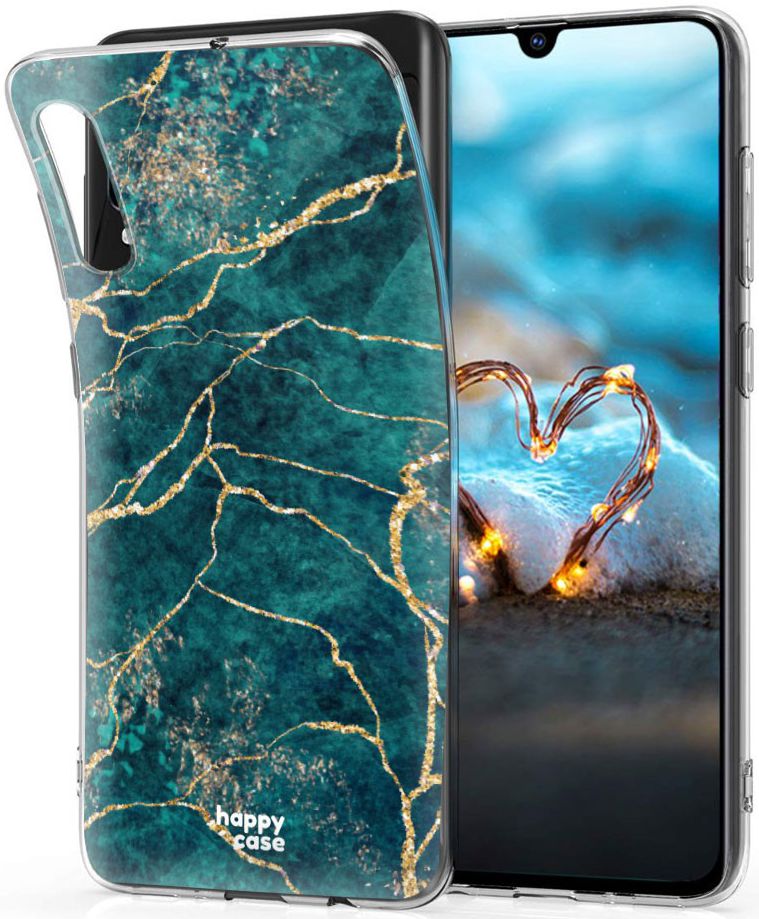HappyCase Samsung Galaxy A70 Flexibel TPU Hoesje Aqua Marmer Print afbeelding 2