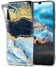 HappyCase Samsung Galaxy A70 Flexibel TPU Hoesje Blauw Marmer Print