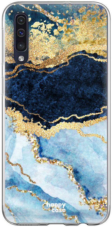HappyCase Samsung Galaxy A70 Flexibel TPU Hoesje Blauw Marmer Print afbeelding 1