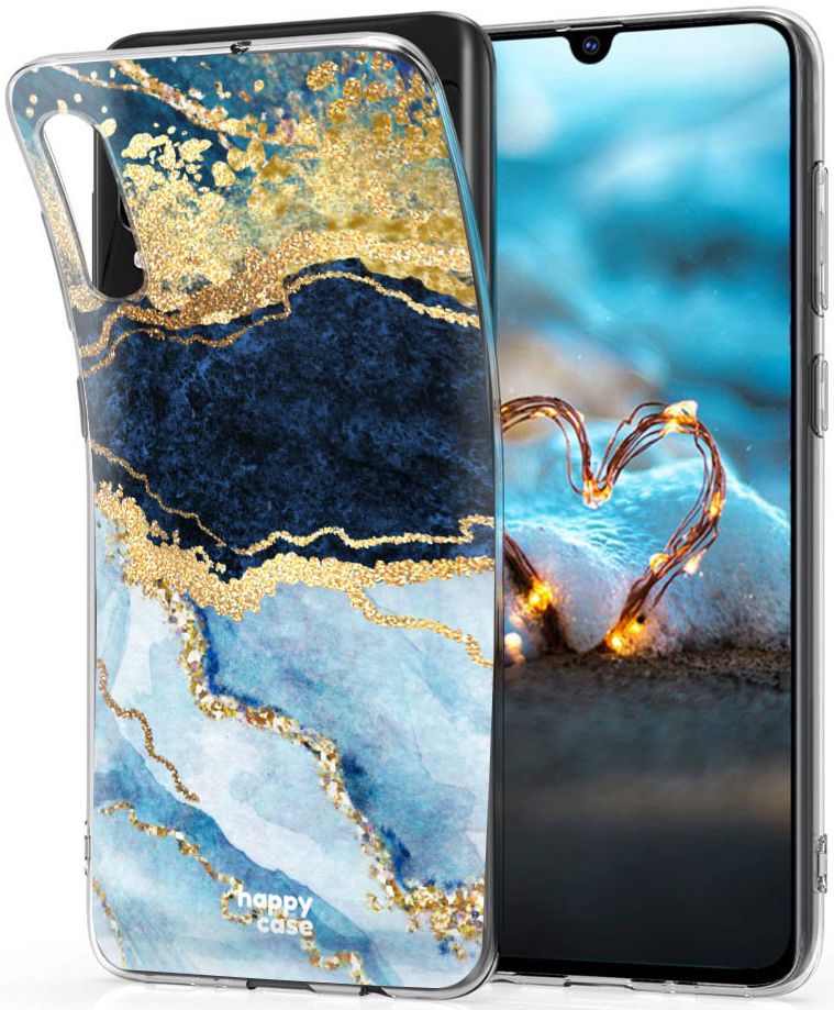 HappyCase Samsung Galaxy A70 Flexibel TPU Hoesje Blauw Marmer Print afbeelding 2