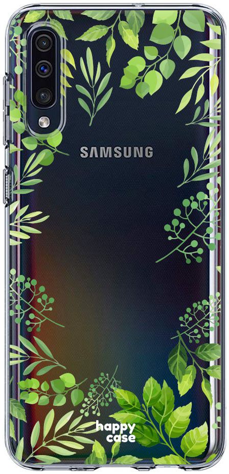 HappyCase Samsung Galaxy A50 Hoesje Flexibel TPU Leaves Print afbeelding 1
