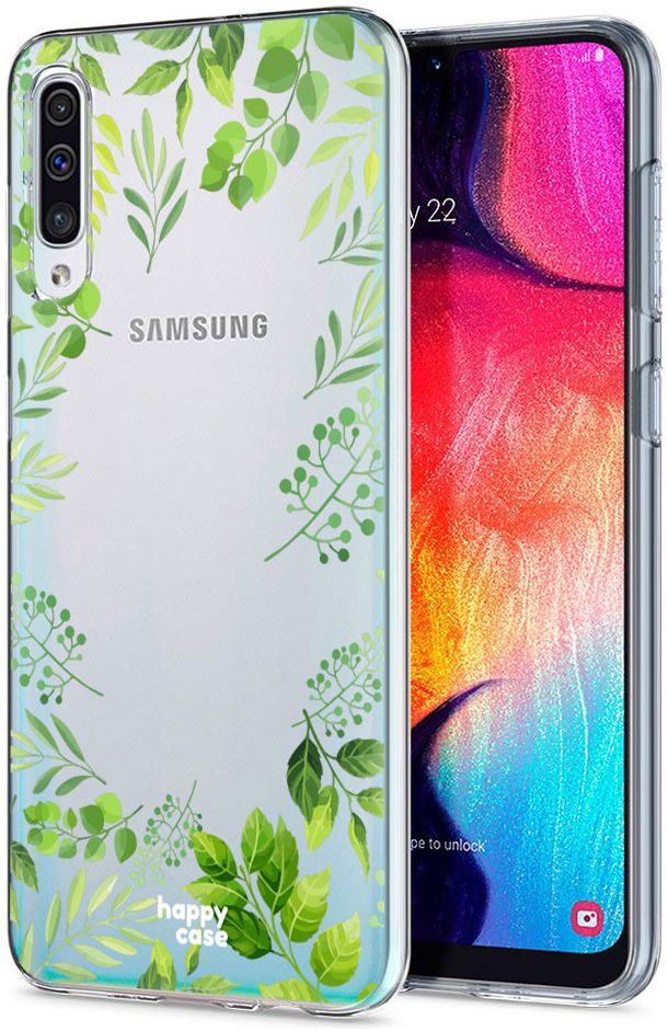 HappyCase Samsung Galaxy A50 Hoesje Flexibel TPU Leaves Print afbeelding 4