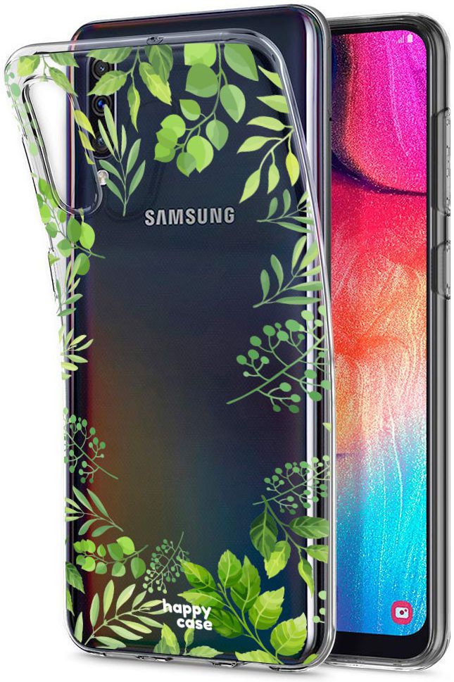 HappyCase Samsung Galaxy A50 Hoesje Flexibel TPU Leaves Print afbeelding 2